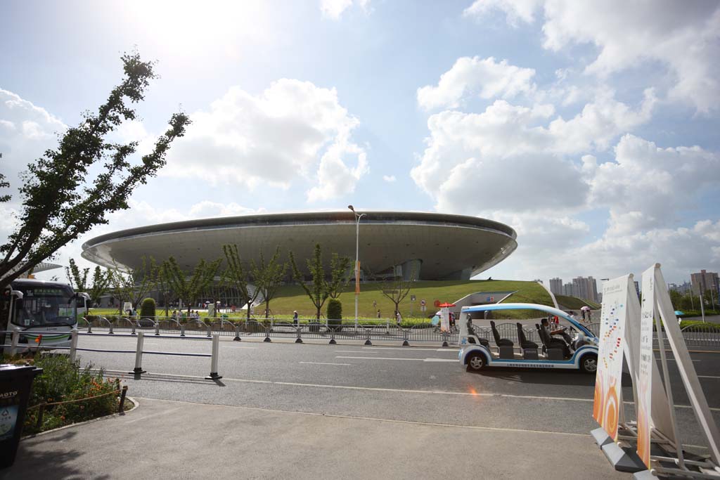 Foto, materieel, vrij, landschap, schilderstuk, bevoorraden foto,De Shanghai World Exposition wereld Expo cultuur centreren, Mercedes-benz Cultural Center, De Sjanghai wereld Expo tuin, Zee schat, Internationale tentoonstelling