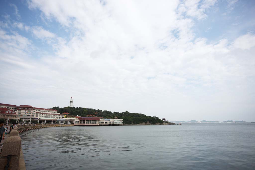 Foto, materieel, vrij, landschap, schilderstuk, bevoorraden foto,Mt. Yantai Yantai, Bezoekende touristenplaats stip, Hotel, Vuurtoren, Vakantieoord