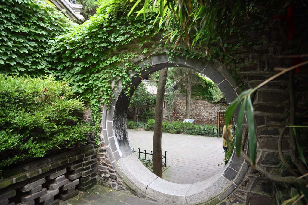 Foto, materiell, befreit, Landschaft, Bild, hat Foto auf Lager,Der Tor PenglaiPavilion ist rund, Das Tor, Der Yen, Kreis, das Besichtigen von Stelle