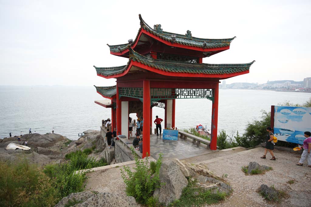 fotografia, materiale, libero il panorama, dipinga, fotografia di scorta,Mt. Yantai Park la pergola, facendo il turista macchia, Architettura moderna, negozio di souvenir, ricorso