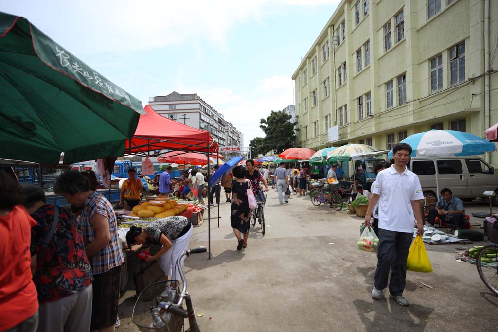 Foto, materieel, vrij, landschap, schilderstuk, bevoorraden foto,Een diepe rode profijt markt, Markt, Straat stal, Boodschappend doend, Leven