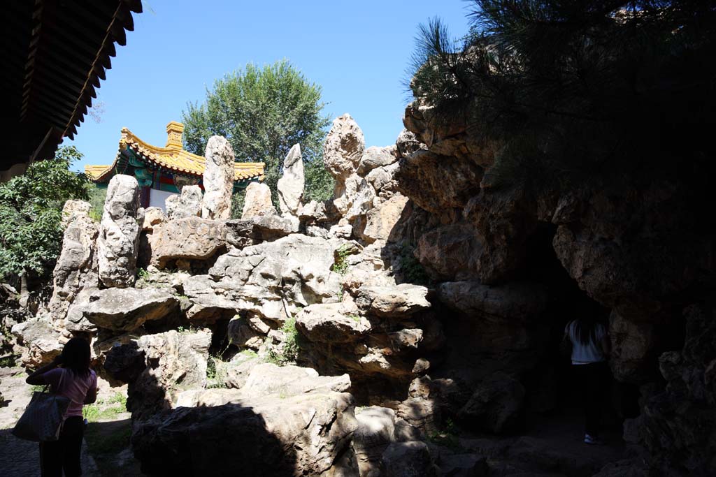 Foto, materiell, befreit, Landschaft, Bild, hat Foto auf Lager,Das bersommern von Gebirgshtte WenjinPavilion, Eine Welle, Lagerung von vier vollstndigen Arbeiten, Stein, Ch'ing