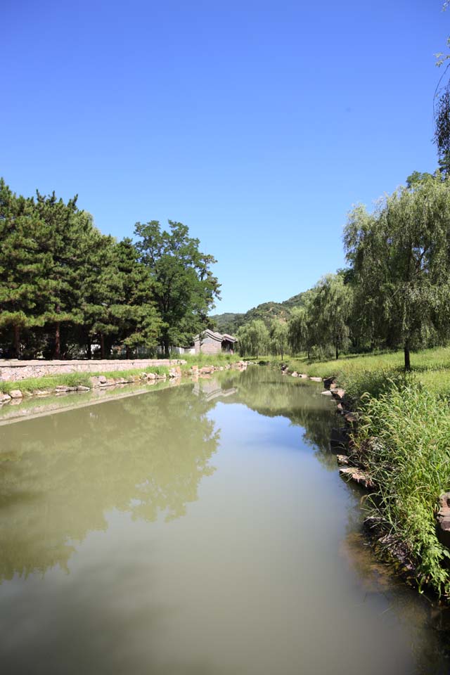 fotografia, materiale, libero il panorama, dipinga, fotografia di scorta,Fiume del cottage della montagna che passa l'estate, L'ombra di un albero, Green, pietra, Ch'ing