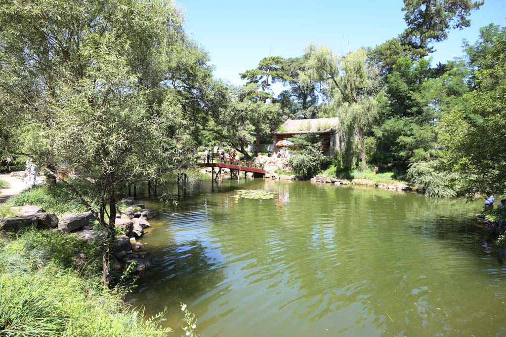 foto,tela,gratis,paisaje,fotografa,idea,Uno veranear casa de campo de montaa, Puente, Cielo azul, Jardn, Ch 'ing