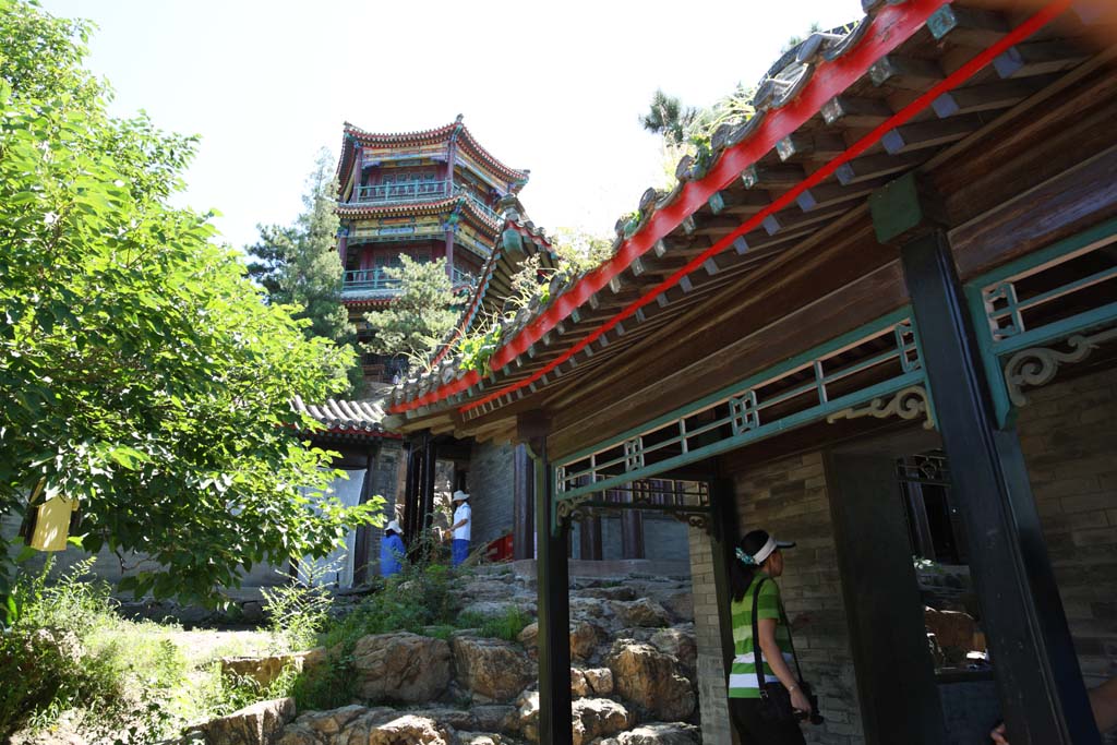 fotografia, materiale, libero il panorama, dipinga, fotografia di scorta,Cottage di montagna che passa l'estate JinshanEmperorPavilion, Ishigaki, Colorante Ricco, Isola di Kanayama, Ch'ing