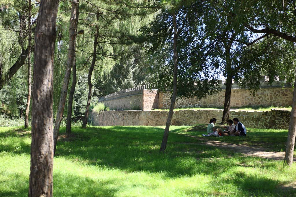 photo,material,free,landscape,picture,stock photo,Creative Commons,A summering mountain cottage, picnic, castle wall, tree, Ch'ing