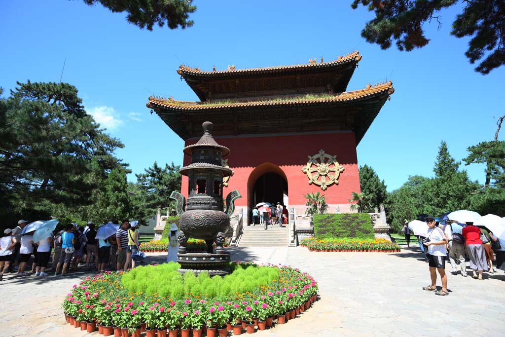 foto,tela,gratis,paisaje,fotografa,idea,Un enramada de monumento de PutuoZongchengTemple, Tibet, Chaitya, Soy pintado de rojo, Monumento