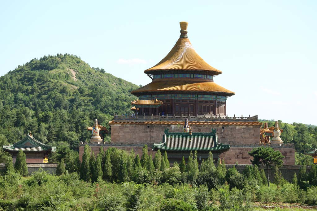 photo,material,free,landscape,picture,stock photo,Creative Commons,Pule Temple, circle, Chaitya, lama tower, cone