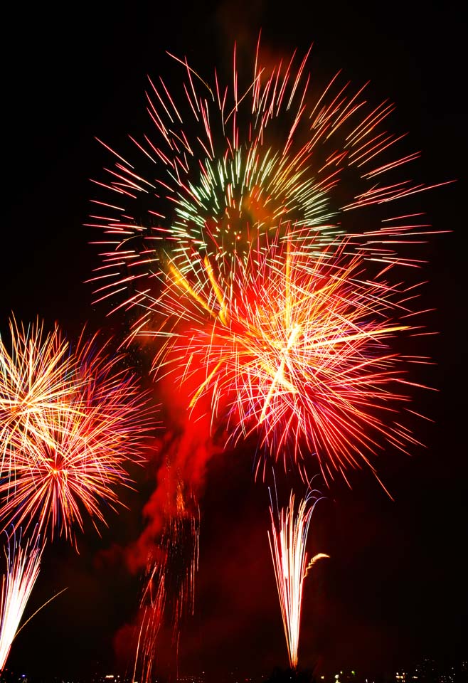 photo, la matire, libre, amnage, dcrivez, photo de la rserve,Exposition des feux d'artifice de la rivire de Tama, Lanant feux d'artifice, scne naturelle ou objet qui ajoute le charme potique  la saison de l't, Feu du signal, Luminosit