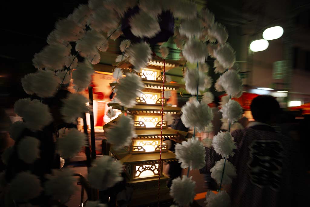 fotografia, materiale, libero il panorama, dipinga, fotografia di scorta,Servizio commemorativo buddista molte lampade, torre per Taho-nyorai, Molti splendono, linea, fiore artificiale