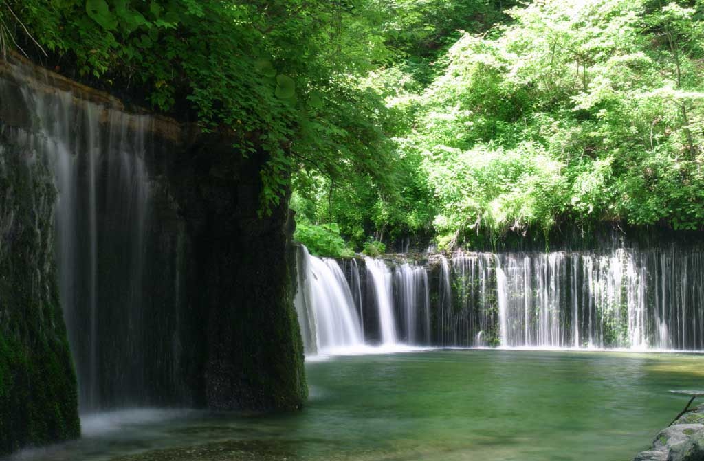 Foto, materieel, vrij, landschap, schilderstuk, bevoorraden foto,Shiraito niet-taki, Waterval, Kreek, Inschrijving groen, Rivier