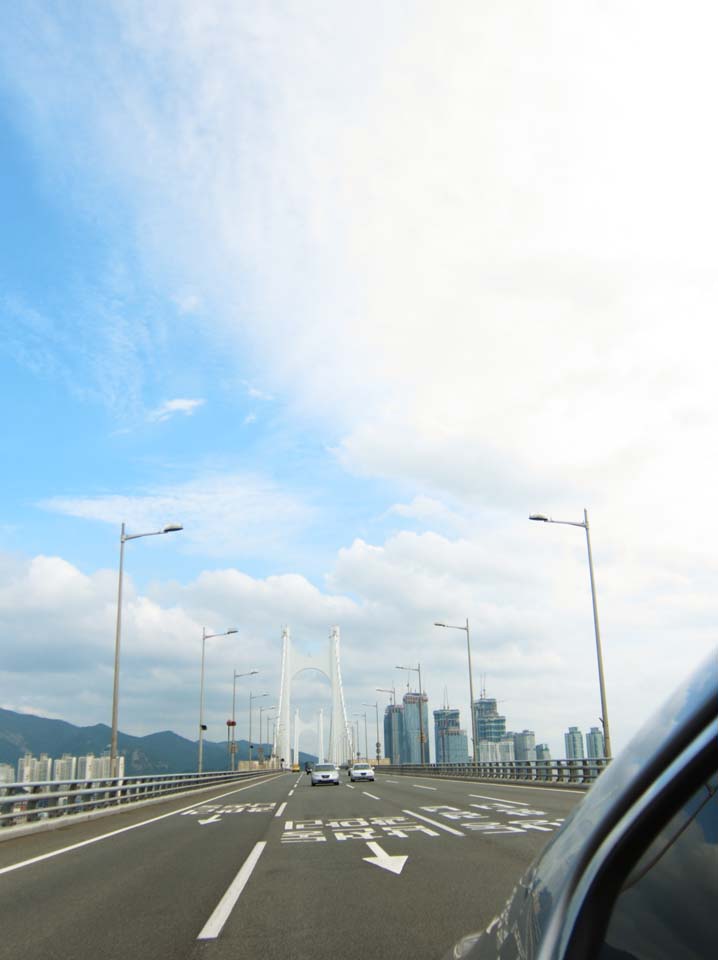 Foto, materiell, befreit, Landschaft, Bild, hat Foto auf Lager,Pusan Guangan-Dorf, Autobahn, Brcke, Strae, Gebude