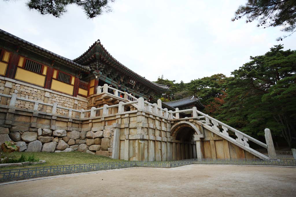 photo,material,free,landscape,picture,stock photo,Creative Commons,The Buddha's land temple purple haze gate, Blue heavens bridge, stone stairway, White cloud bridge, stone bridge