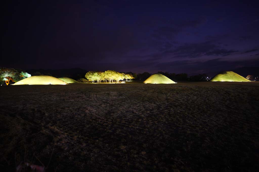 Foto, materieel, vrij, landschap, schilderstuk, bevoorraden foto,De Tumuli Park Belt, Een oude teraardebestelling heuvel, Ten tijde van drie landen, Verblijft, 