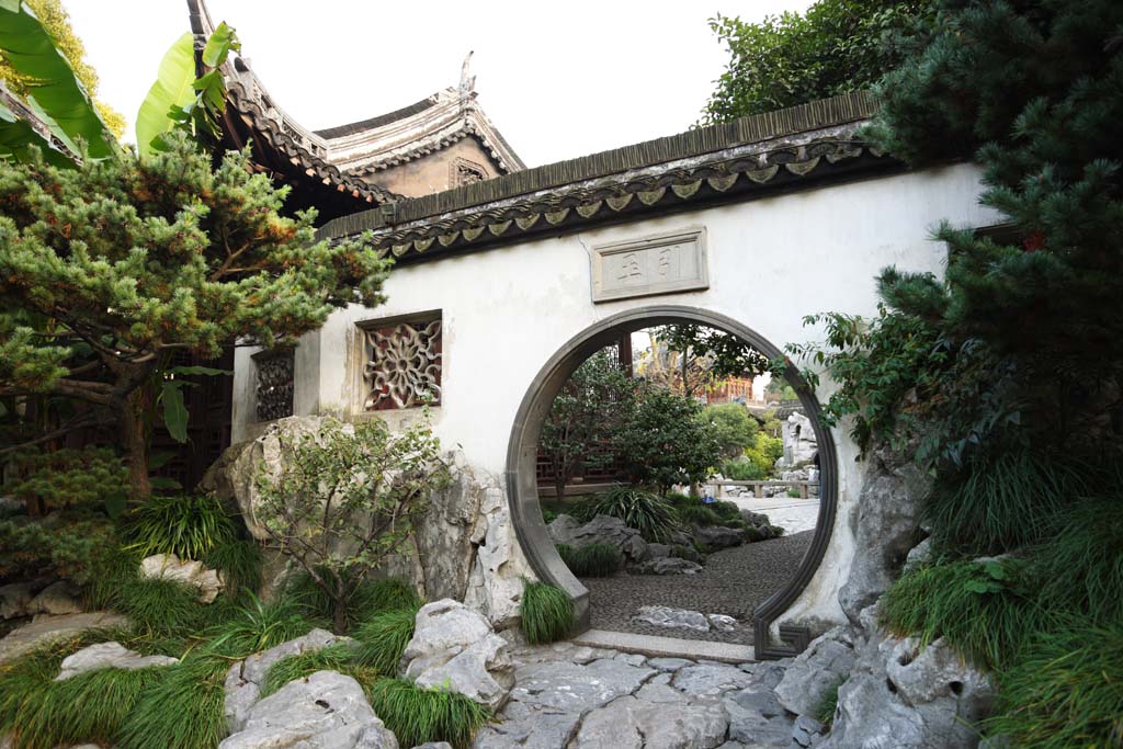 Foto, materieel, vrij, landschap, schilderstuk, bevoorraden foto,De Yugarden poort, Joss huis tuinieren, , De poort, Chinees gebouw