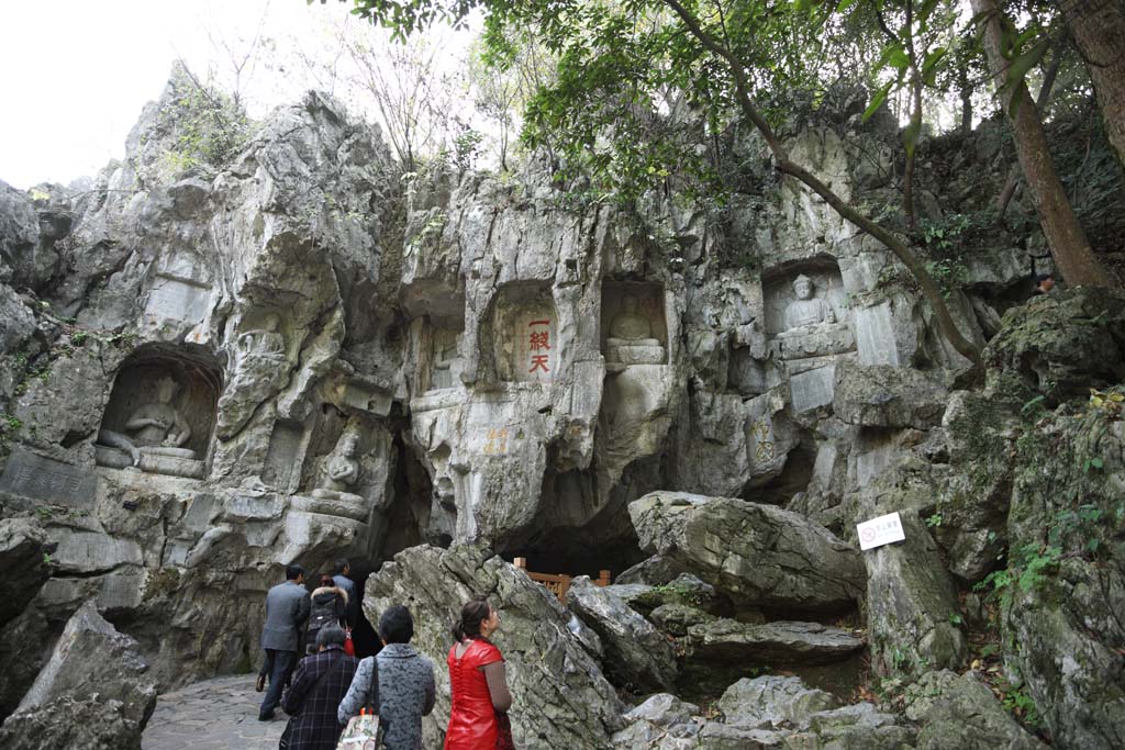 fotografia, materiale, libero il panorama, dipinga, fotografia di scorta,Un'immagine di HangzhouLingyingTemple di Budda scrisse sulla rupe levigata, Buddismo, Ishibotoke, Immagine buddista, Faith