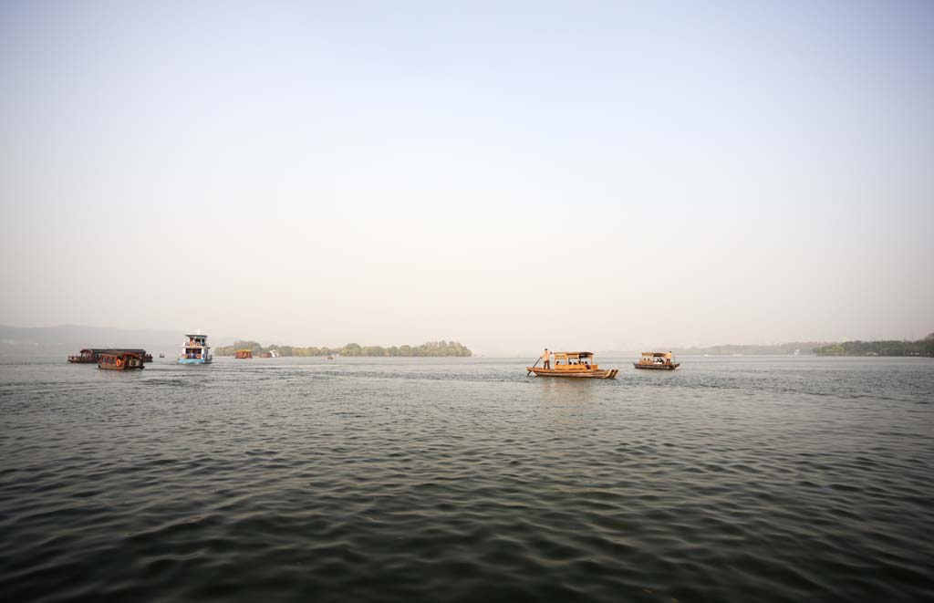 Foto, materiell, befreit, Landschaft, Bild, hat Foto auf Lager,Xi-hu-See, Schiff, Saiko, , Die Oberflche des Wassers