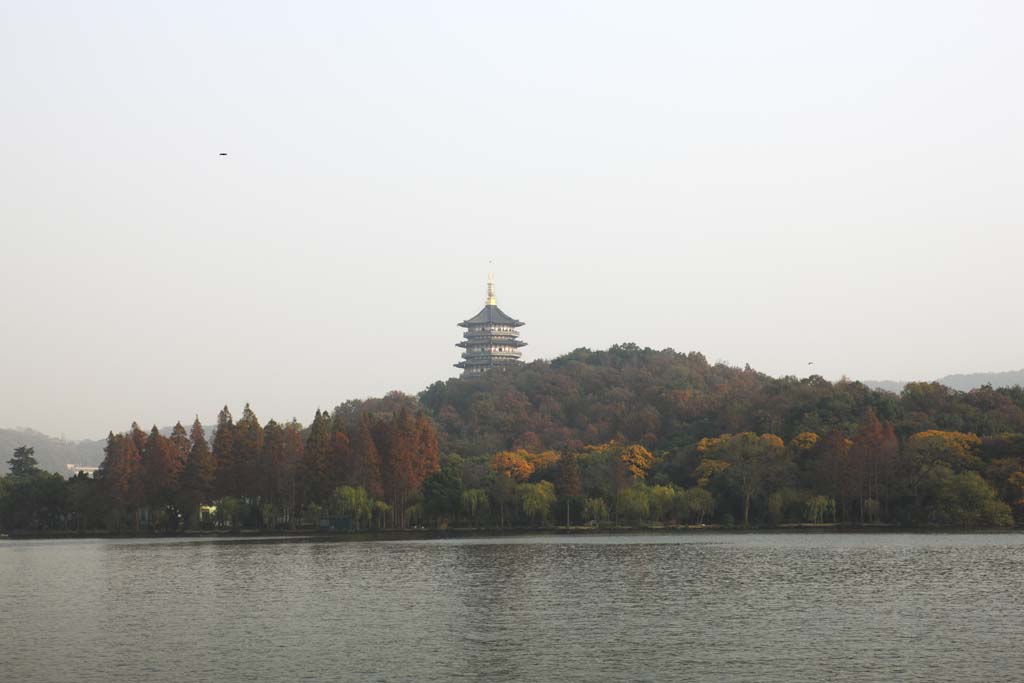 foto,tela,gratis,paisaje,fotografa,idea,Lago de xi - hu, Embarcacin, Saiko, Torre de mximo apogeo de trueno, Permisos de color