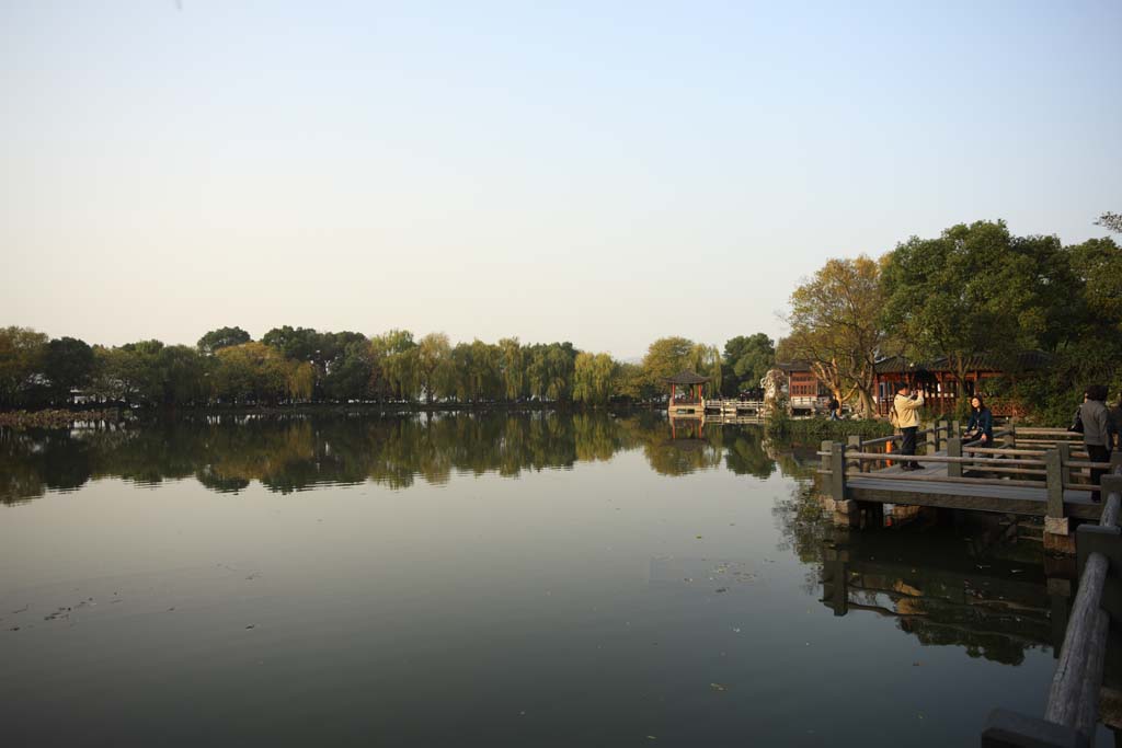 photo, la matire, libre, amnage, dcrivez, photo de la rserve,Trois mirroring de piscines la lune, Un arbre, Saiko, surface d'un lac, Neuf morceaux Lient