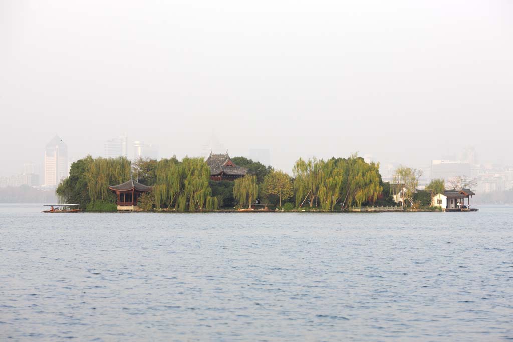 foto,tela,gratis,paisaje,fotografa,idea,Lago de xi - hu, Una isla, Sauce, Una glorieta, Edificio chino
