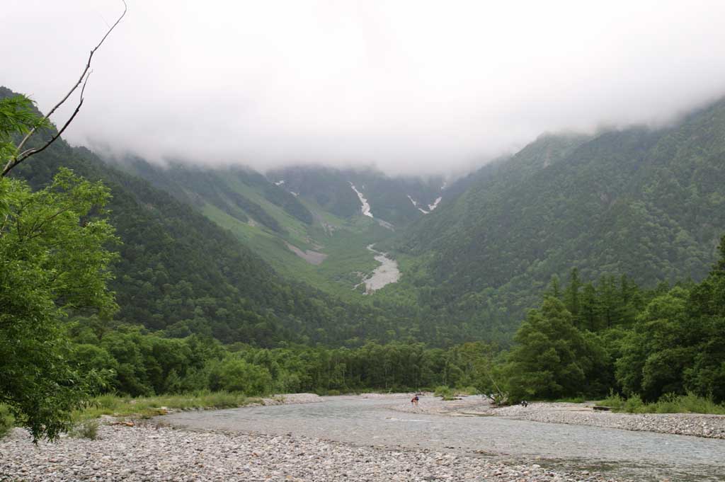 photo,material,free,landscape,picture,stock photo,Creative Commons,Mt. Hotaka view from the Azusa River, river, mountain, water, cloud