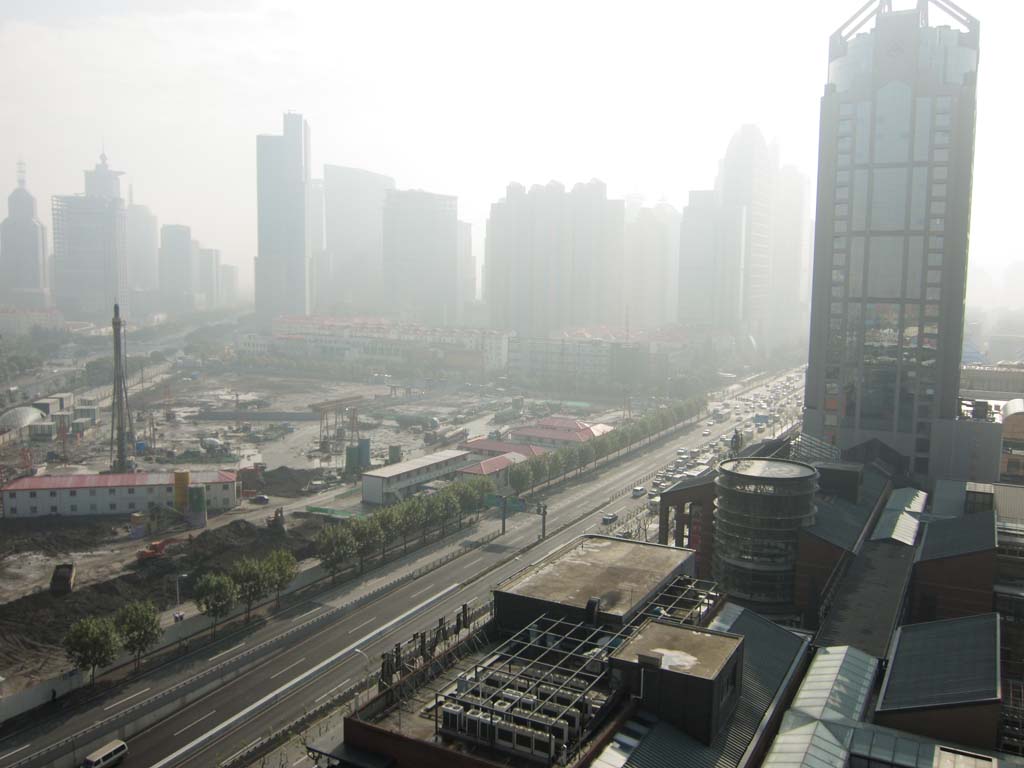 photo,material,free,landscape,picture,stock photo,Creative Commons,The Ura east, high-rise building, Smog, road, shopping center