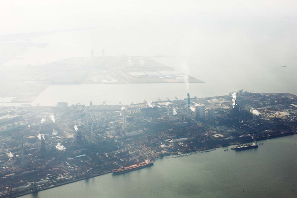 Foto, materieel, vrij, landschap, schilderstuk, bevoorraden foto,Ijzerfabriek, Tokio Baai, Industrie, Plant, Schip