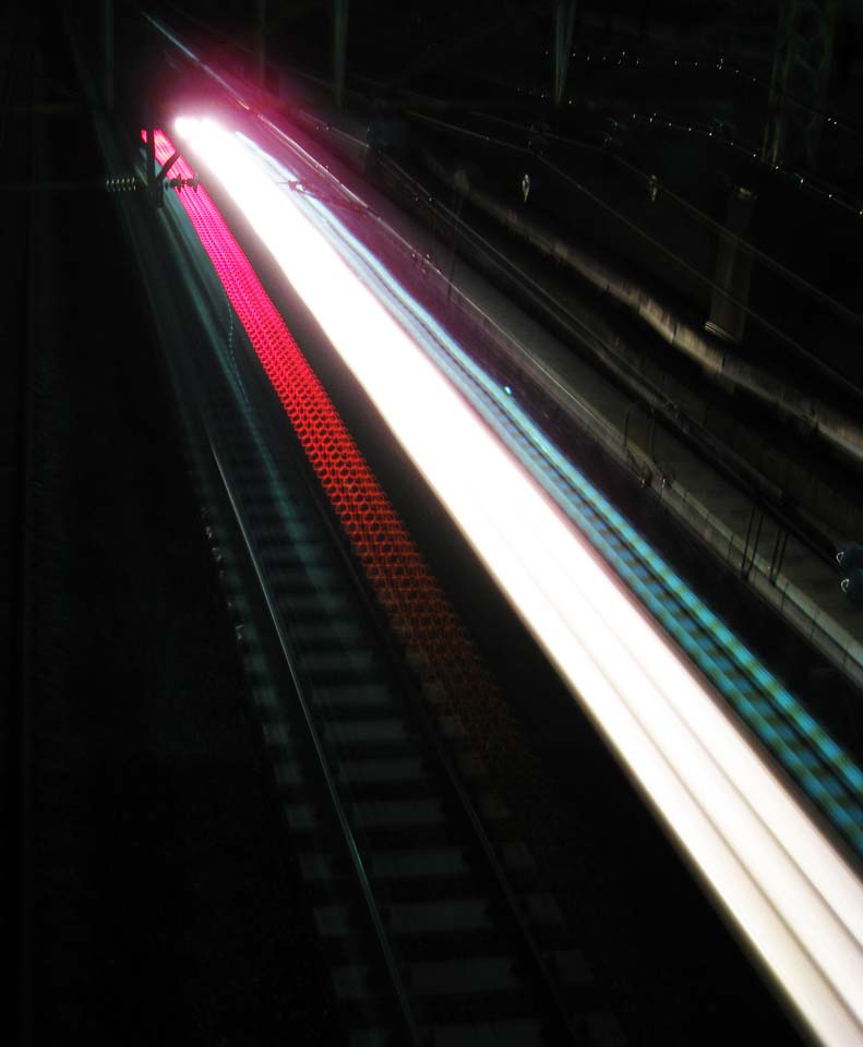 Foto, materieel, vrij, landschap, schilderstuk, bevoorraden foto,De lichtstraal van de trein, Trein, Lichtbak, Maak, Parcours