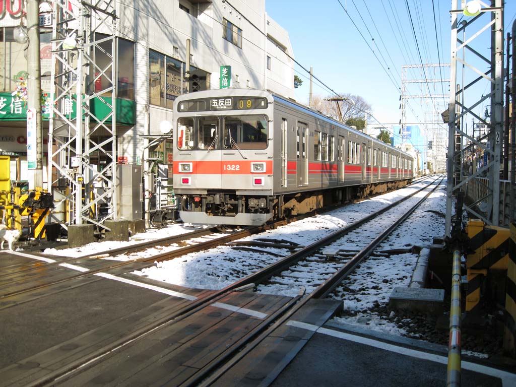 photo, la matire, libre, amnage, dcrivez, photo de la rserve,Tokyu Ikegami ligne, Neige, train, piste, Gotanda