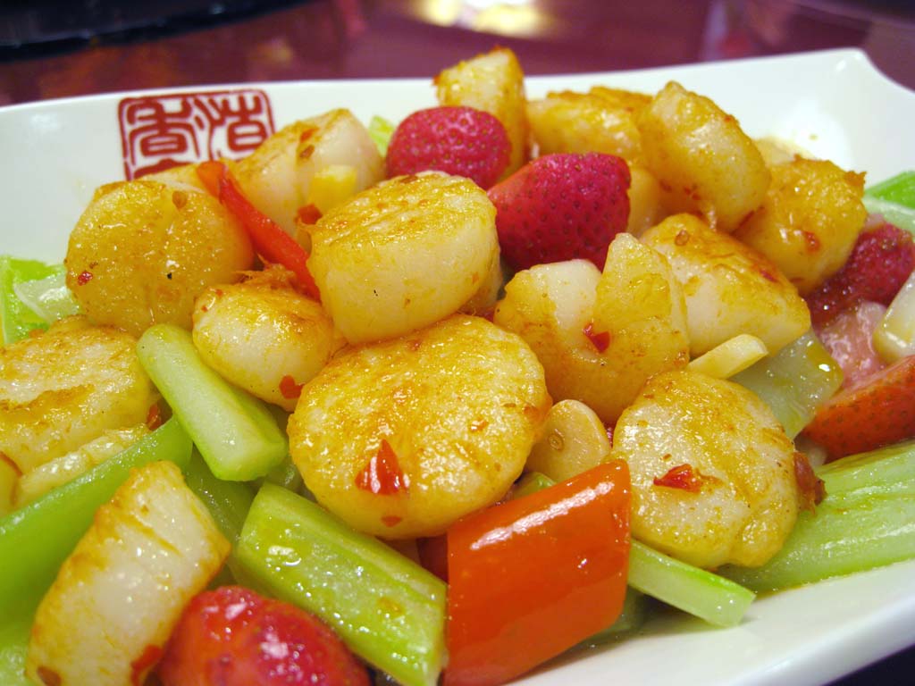 photo,material,free,landscape,picture,stock photo,Creative Commons,It is scallop roasting, scallop, strawberry, Celery, Chinese food