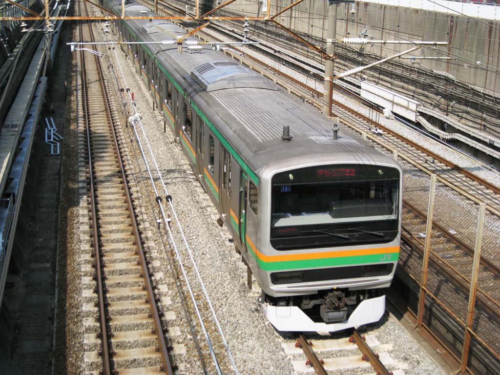 fotografia, materiale, libero il panorama, dipinga, fotografia di scorta,Shonan Shinjuku la linea, Un articolo solleva con una gru linea, Utsunomiya Line comunicazione diretta, pista, in alto il filo