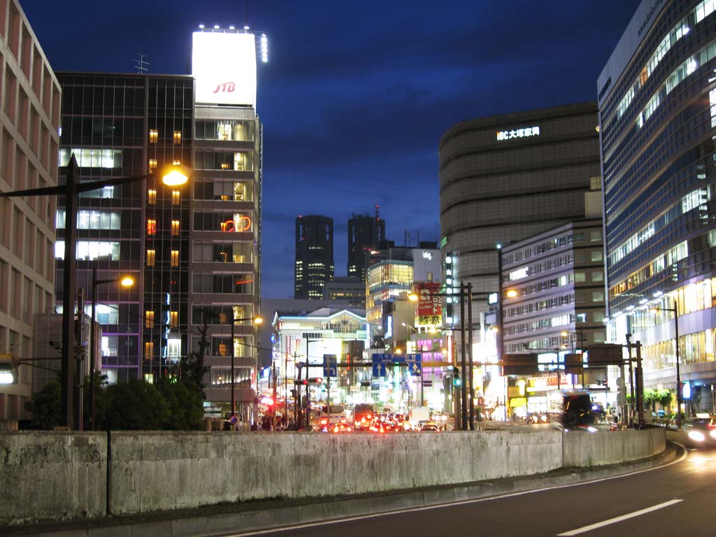 Foto, materiell, befreit, Landschaft, Bild, hat Foto auf Lager,Shinjuku, Koshu-Autobahn, Das Tokyo weltstdtische Regierungsbro, Beschatten Sie Lampe, Neon