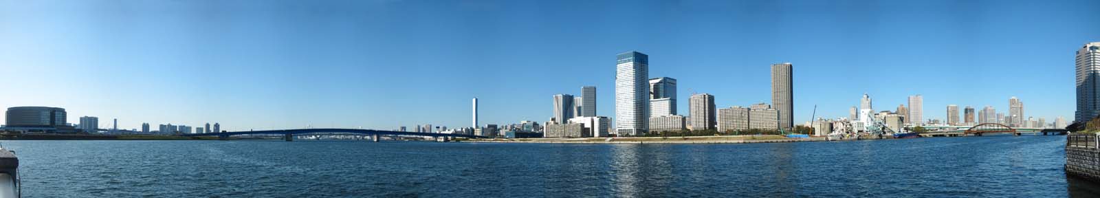 Foto, materieel, vrij, landschap, schilderstuk, bevoorraden foto,De kustlijn van Toyosu, Schip, Brug, Kraan, Hoog appartement