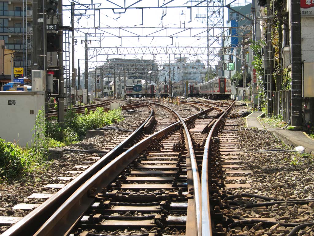 Foto, materieel, vrij, landschap, schilderstuk, bevoorraden foto,Tokyu Ikegami lijn, Spoorweg, Parcours, Trein, Voertuig