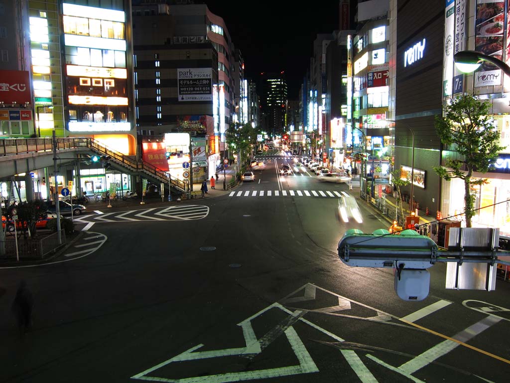 photo, la matire, libre, amnage, dcrivez, photo de la rserve,Une vue de la nuit de Gotanda, Non, enseigne, signal, traverser