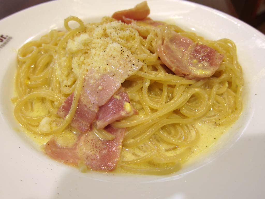 fotografia, materiale, libero il panorama, dipinga, fotografia di scorta,Carbonara, Un italiano, Pancetta affumicata, Formaggio di Parmigiano, Tagliatelle