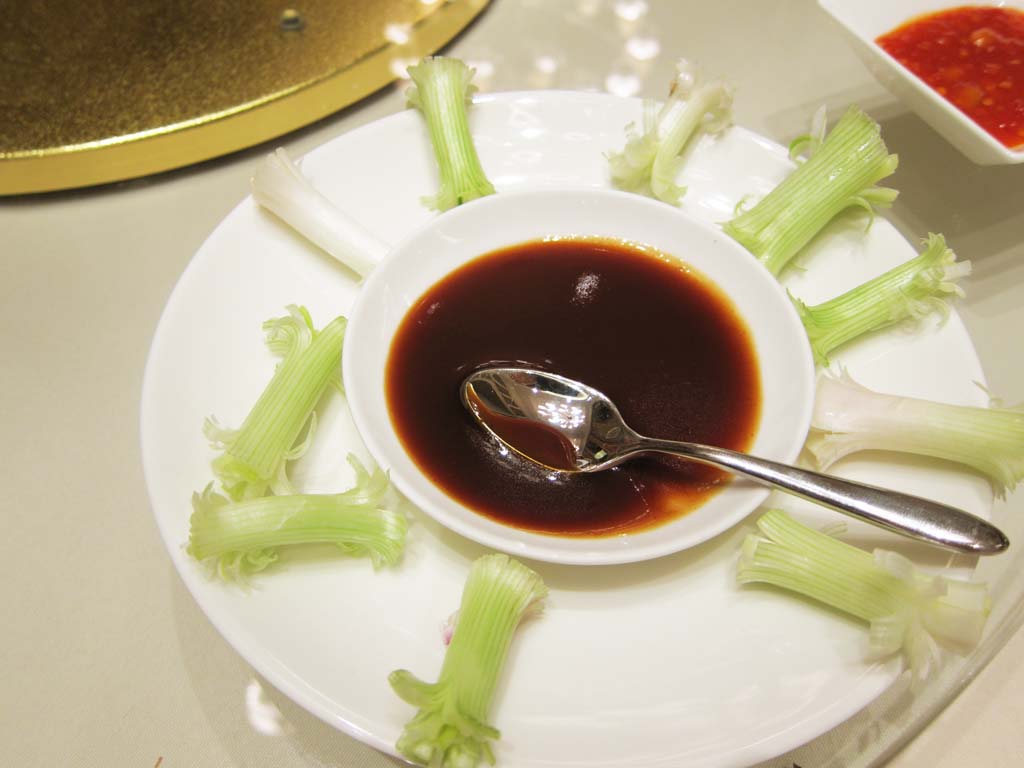 photo,material,free,landscape,picture,stock photo,Creative Commons,Vegetables stick, Sauce, leek, , Beijing duck