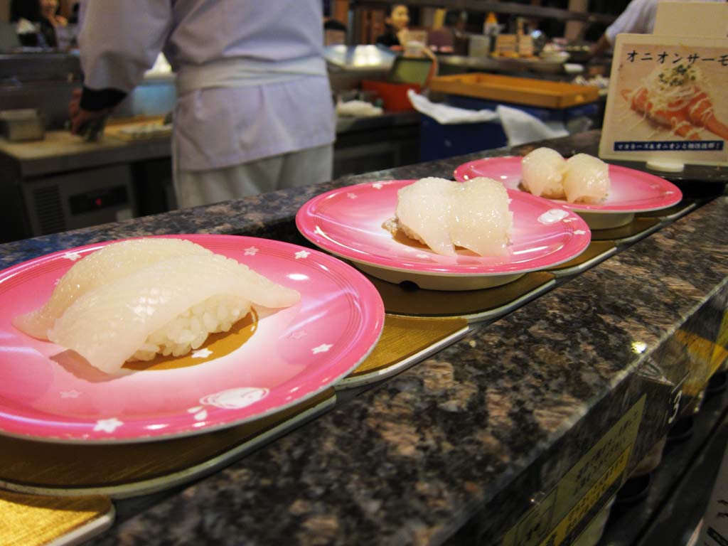 photo,material,free,landscape,picture,stock photo,Creative Commons,Belt-conveyor sushi, cuttlefish, , , Finger sushi