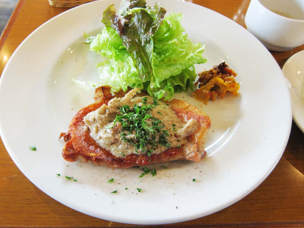 Foto, materiell, befreit, Landschaft, Bild, hat Foto auf Lager,Ein braten Sie vom Schweinefleisch, Schweinefleisch, Quelle, Kopfsalat, Westliches Essen