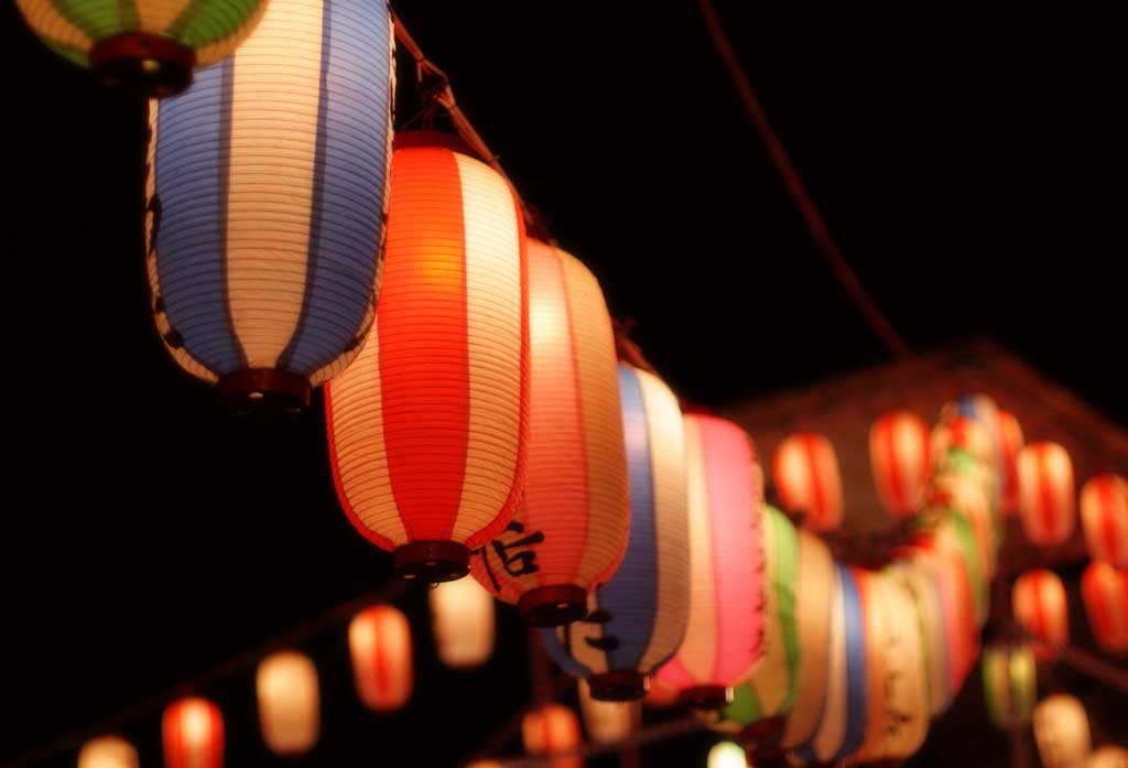 Foto, materiell, befreit, Landschaft, Bild, hat Foto auf Lager,Erinnerung des Sommerabends, Laterne, , , Bon-odori-Tanz