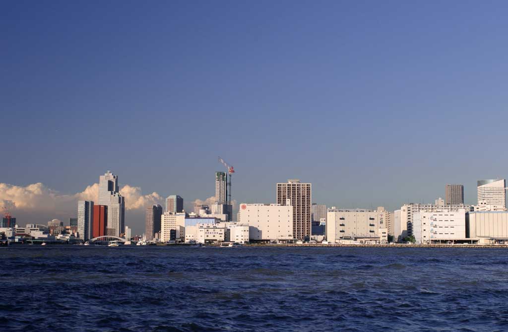 photo,material,free,landscape,picture,stock photo,Creative Commons,Tokyo Bay, building, sea, blue sky, cloud