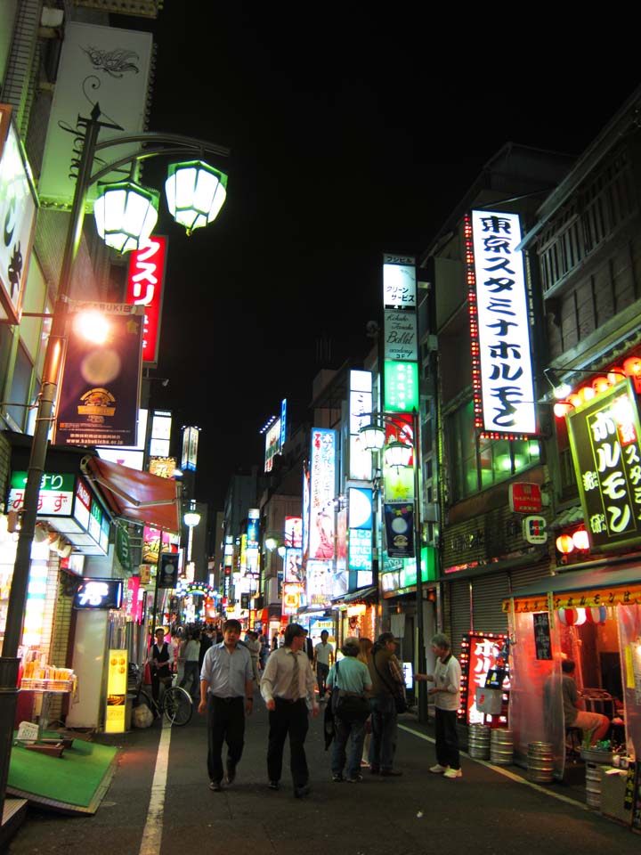 Foto, materieel, vrij, landschap, schilderstuk, bevoorraden foto,Kabukicho avond uitzicht, Neon, Benedenstad, , 