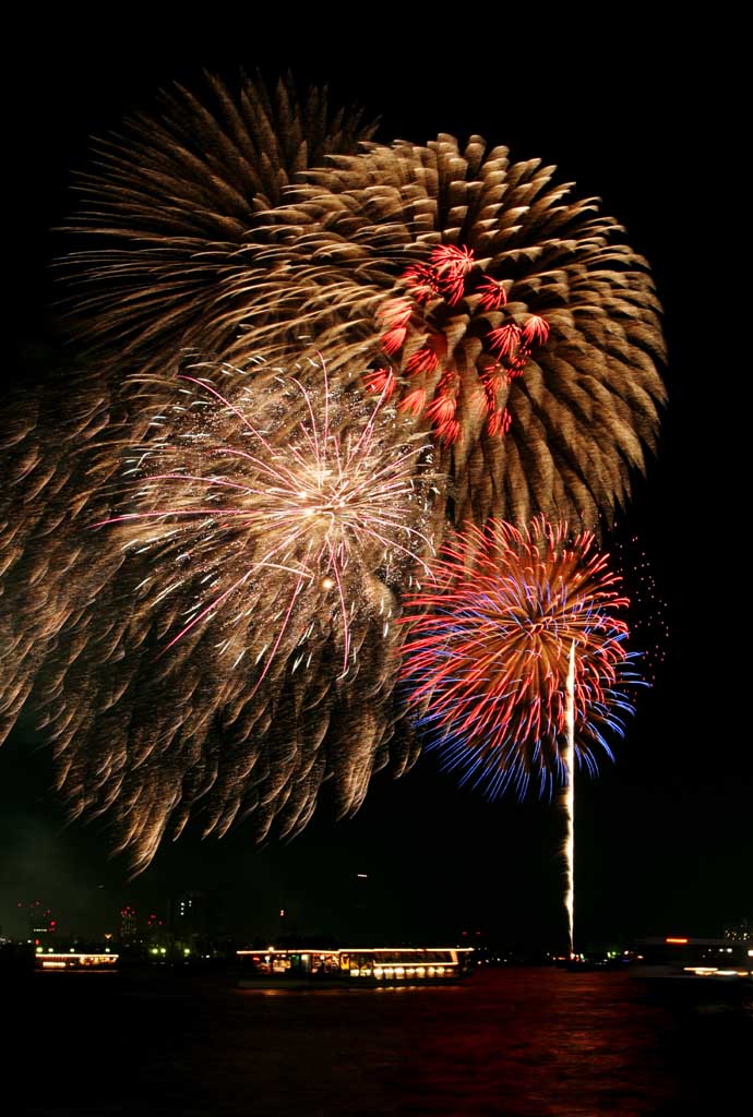 fotografia, materiale, libero il panorama, dipinga, fotografia di scorta,Baia di Tokio il grande fuochi artificiali, fuoco d'artificio, notte, lancio, uno-piede palla di fuoco d'artificio