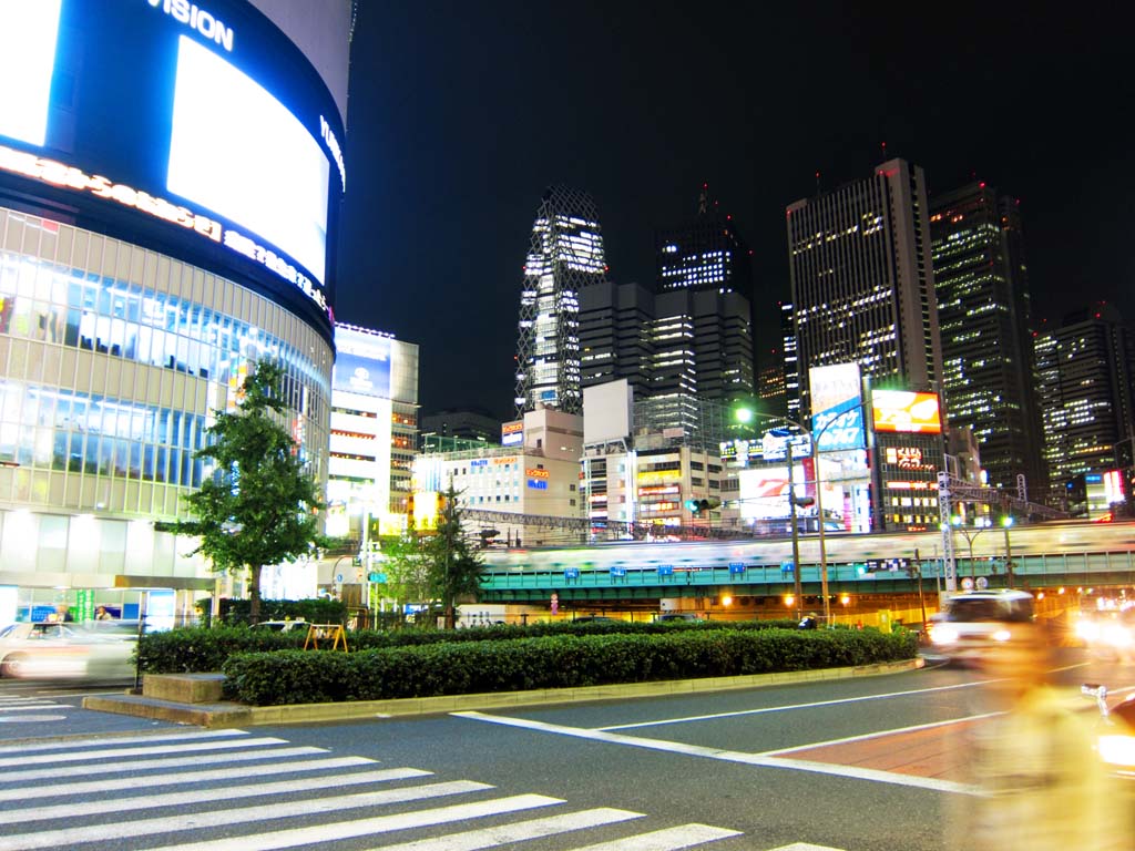 fotografia, materiale, libero il panorama, dipinga, fotografia di scorta,Guardia di Universit di Shinjuku, edificio a molti piani, luce, ferrovia, 