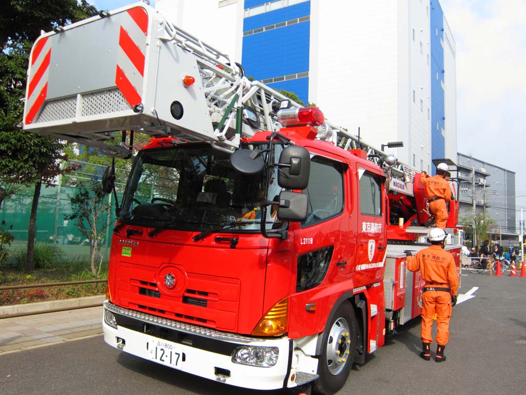 fotografia, material, livra, ajardine, imagine, proveja fotografia,Um carro de escada de mo, viatura de bombeiros, Um carro de emergncia, , 