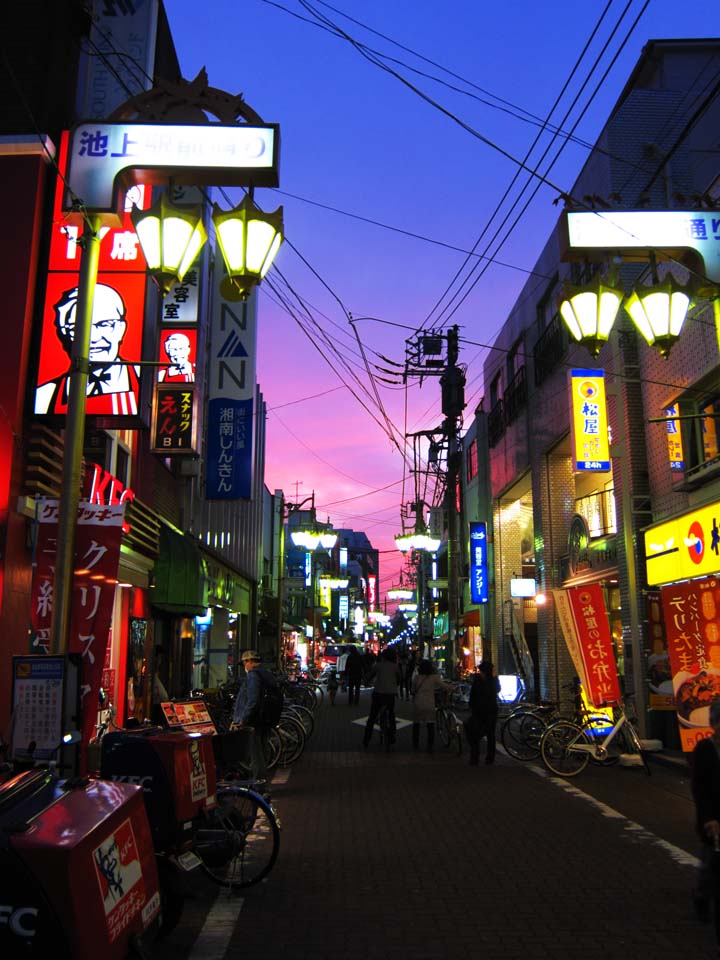 Foto, materiell, befreit, Landschaft, Bild, hat Foto auf Lager,Die Ikegami-Station Quadrat, Strae, Neon, das Einkaufen von Gebiet, 