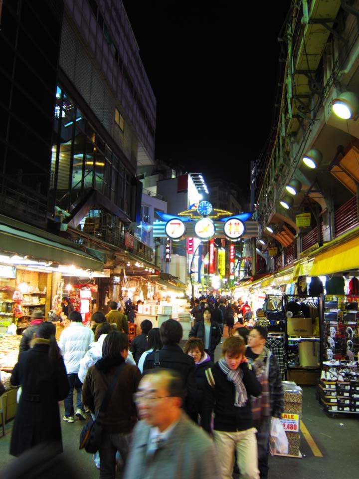 fotografia, materiale, libero il panorama, dipinga, fotografia di scorta,Arcata di Ameyoko-cho, distretto che fa compere, Bystreet di Ameya, negozio, 