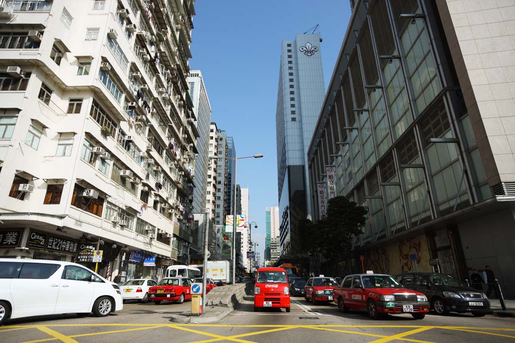 Foto, materiell, befreit, Landschaft, Bild, hat Foto auf Lager,Hongkong zufolge, Auto, Taxi, Gebude, berquerung