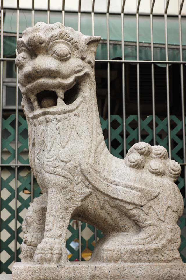 photo,material,free,landscape,picture,stock photo,Creative Commons,A pair of stone guardian dogs, Taoism, Faith, , 