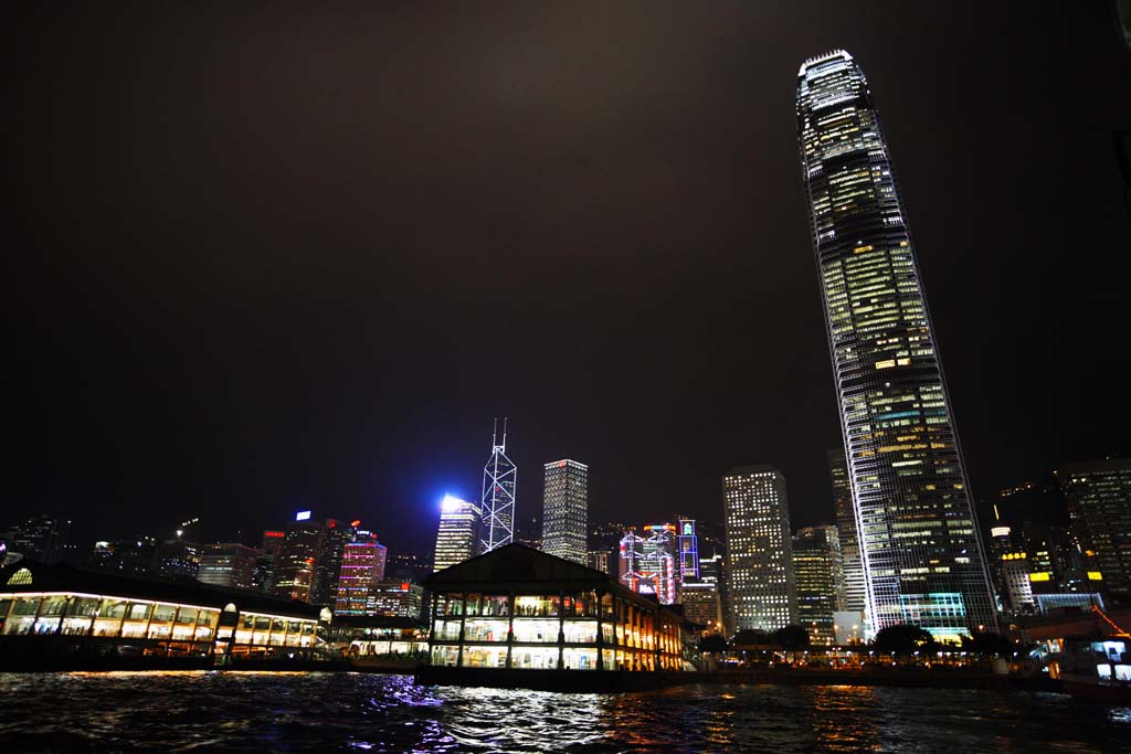 photo, la matire, libre, amnage, dcrivez, photo de la rserve,La vue de la nuit de Hong-Kong, gratte-ciel, construire, Non, vue de la nuit